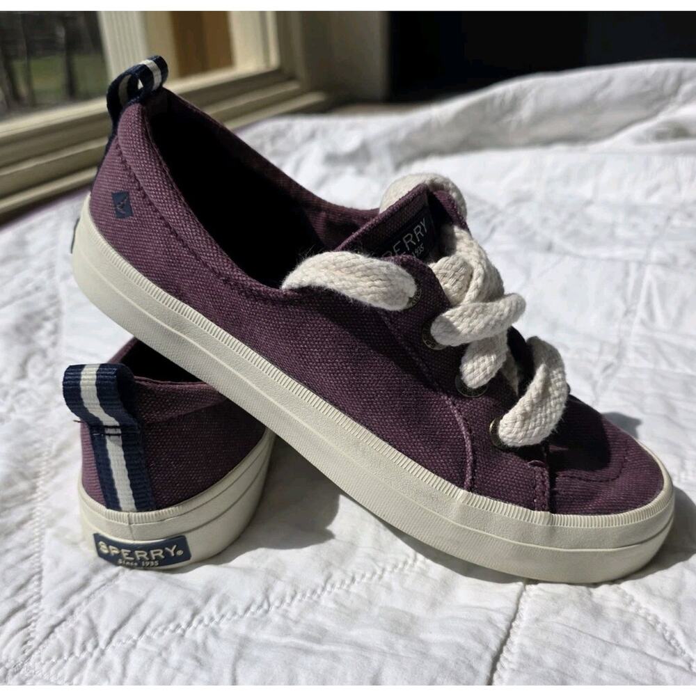Sperry Women's Size 5 Top Sider Sneaker Shoes Plum Colored Canvas Tennis Beach